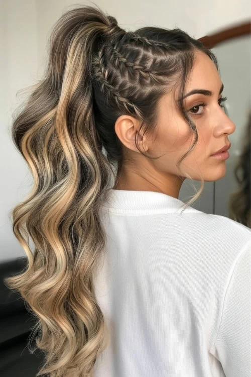 Detailed Braids With Voluminous Waves — Braided Ponytail