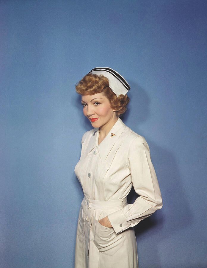 Cream Nurse Dress with Belted Waist and Vintage Cap Cream Nurse Dress with Belted Waist and Vintage Cap — Nurse Outfits