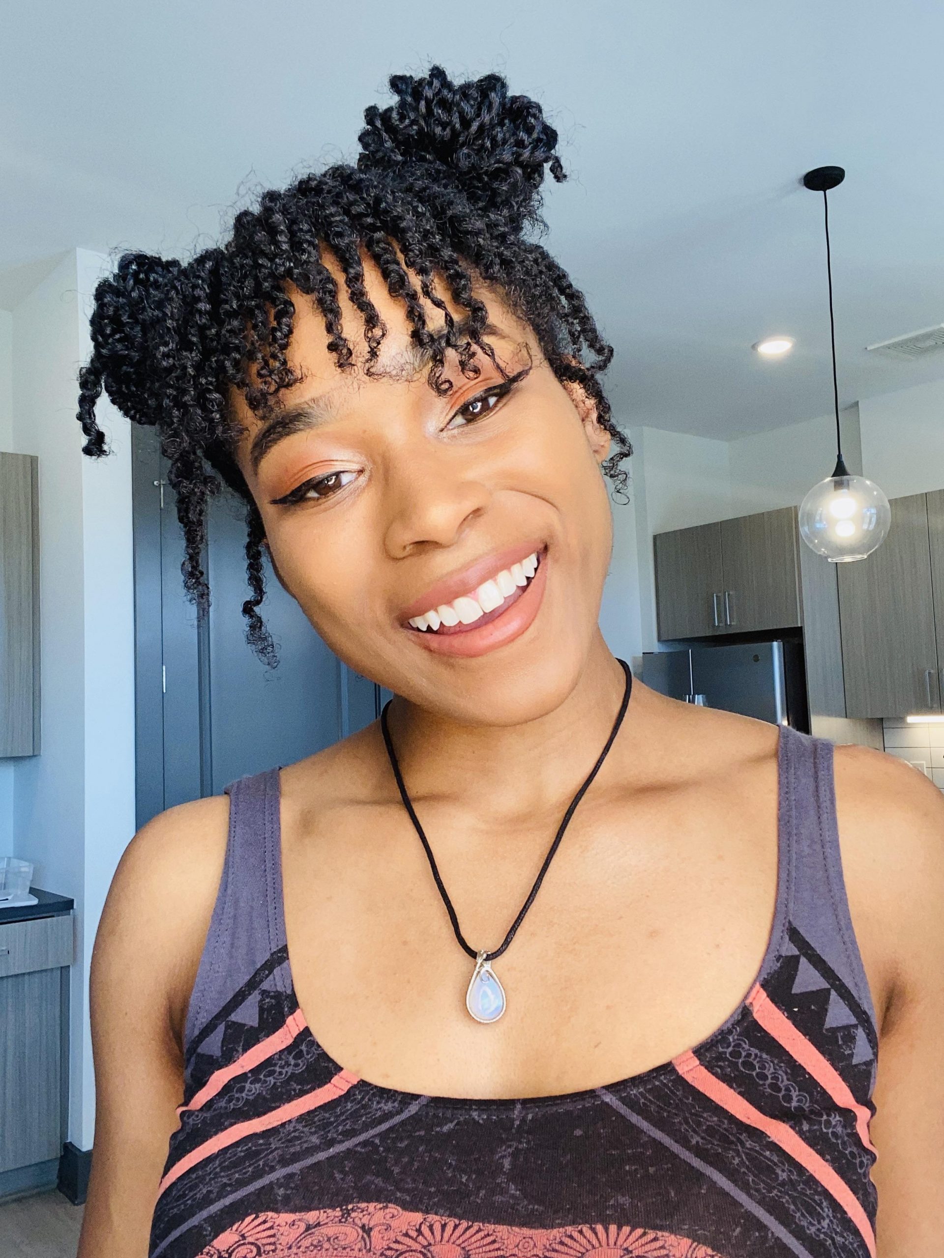 Shoulder-Length Two High Buns — Mini Twists