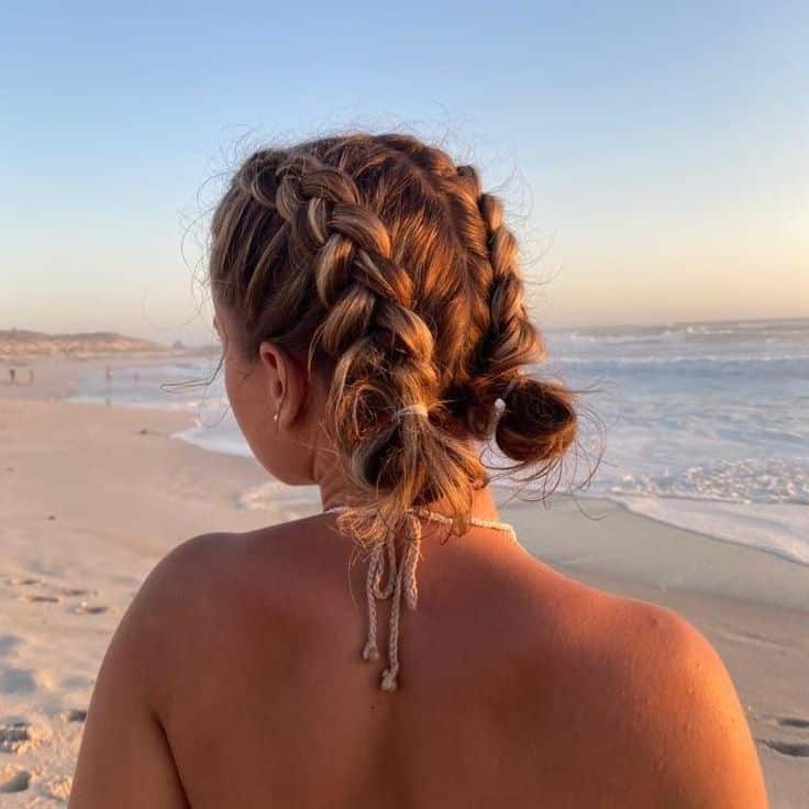 Double Dutch Braids to Low Bun — Beach Hairstyles