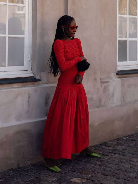 Vibrant Red Textured Knit and Woven Drop Waist Dress Vibrant Red Textured Knit and Woven Drop Waist Dress — Drop Waist Dresses