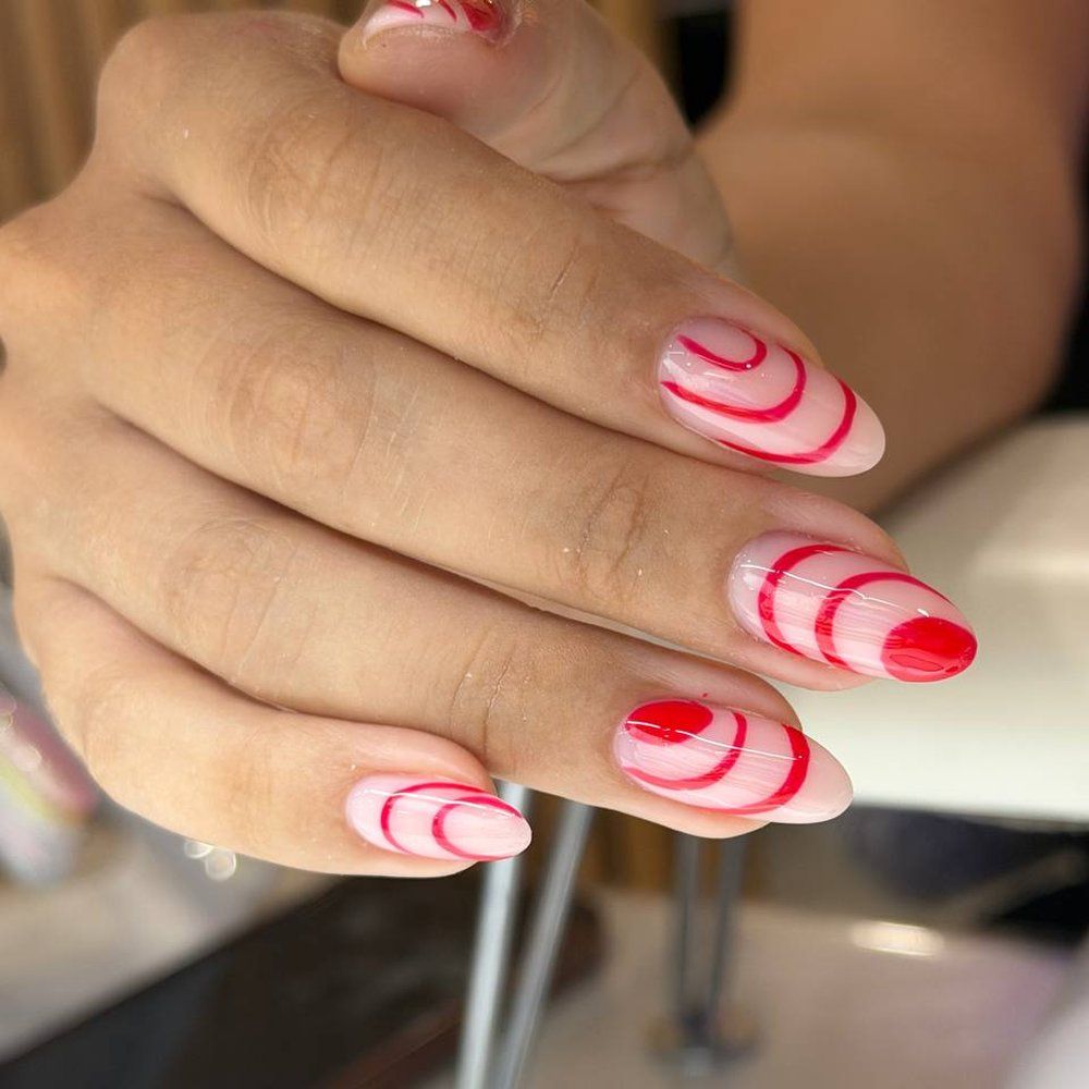 Red Swirl Lines Visual Idea — Nails for Little Girls