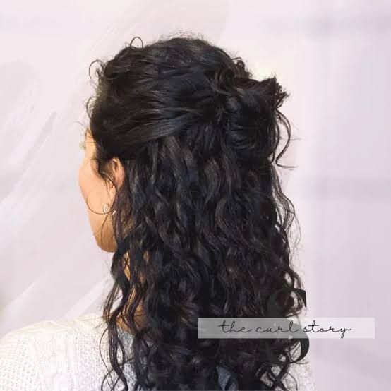 Defined Curls Visual Idea — Half Up Half Down with Curls