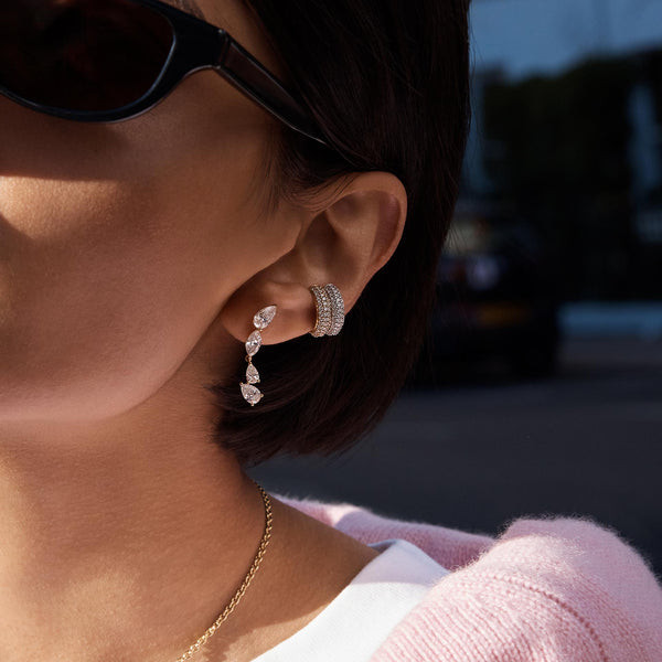 Diamond Ear Cuff with Pink Knit Sweater Diamond Ear Cuff with Pink Knit Sweater — Ear Cuffs