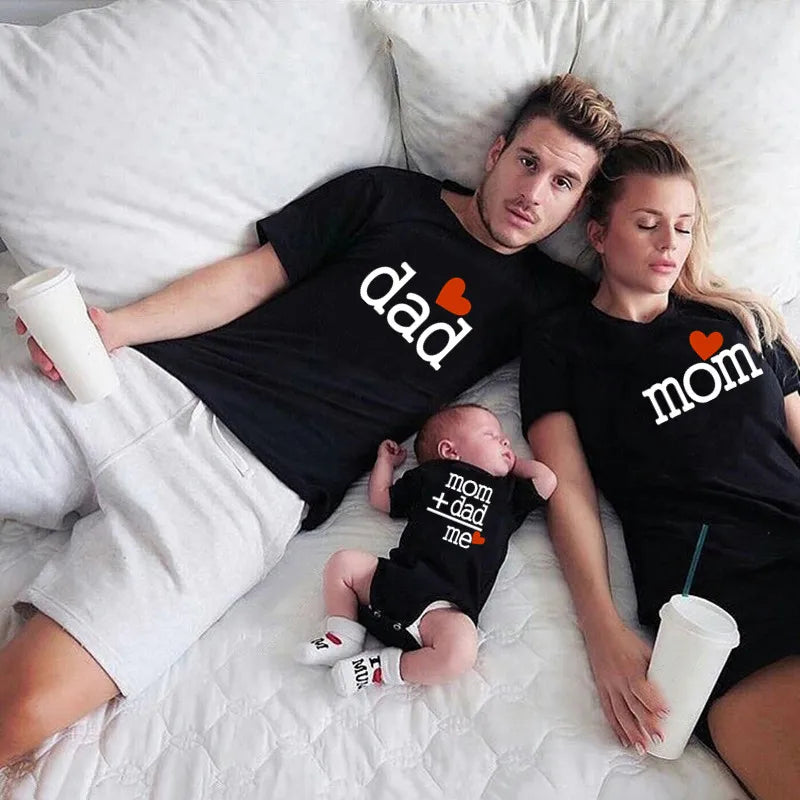 Love Text: Coordinating 'Mom', 'Dad', 'Me' Family Tees — Matching Family Outfits