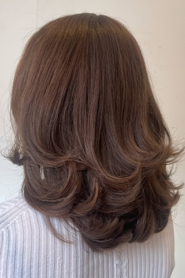 Medium Brown Shoulder Length Stacked Layers — Shoulder Length Hairstyles