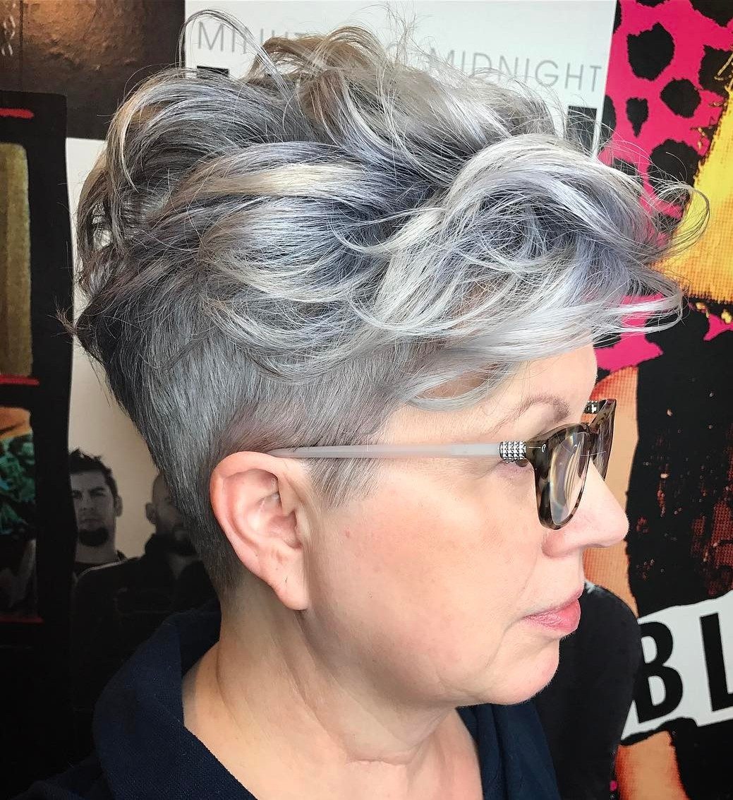 Ear Textured Voluminous Grey Pixie — Haircuts for Women Over 50 with Glasses