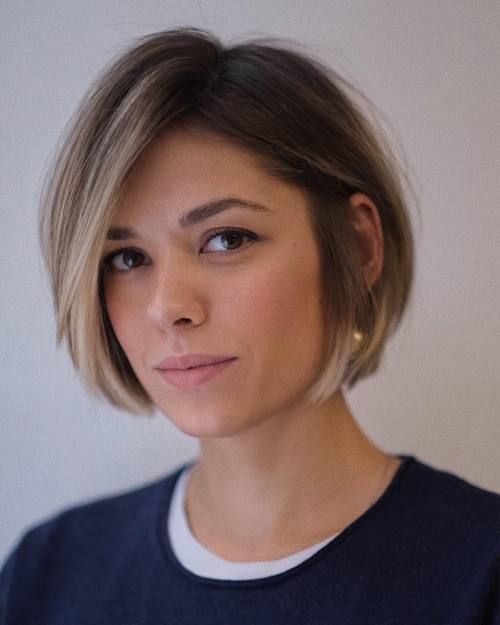 Angled Blonde Bob With Dark Roots Angled Blonde Bob With Dark Roots — Haircuts for Oval Faces