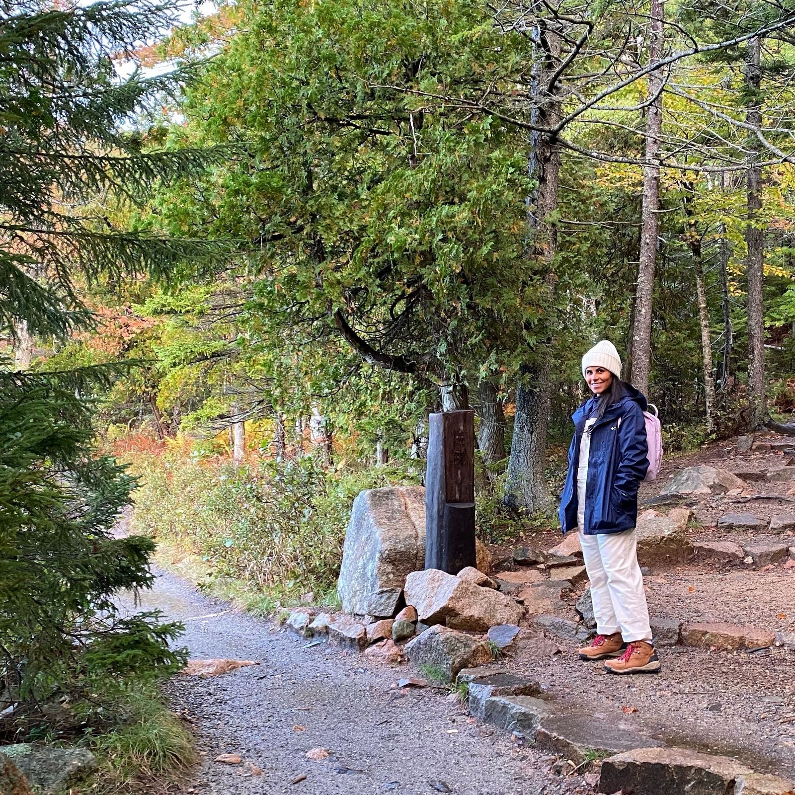 Woodland Trail: Waterproof Jacket and White Pants Woodland Trail: Waterproof Jacket and White Pants — National Park Outfits