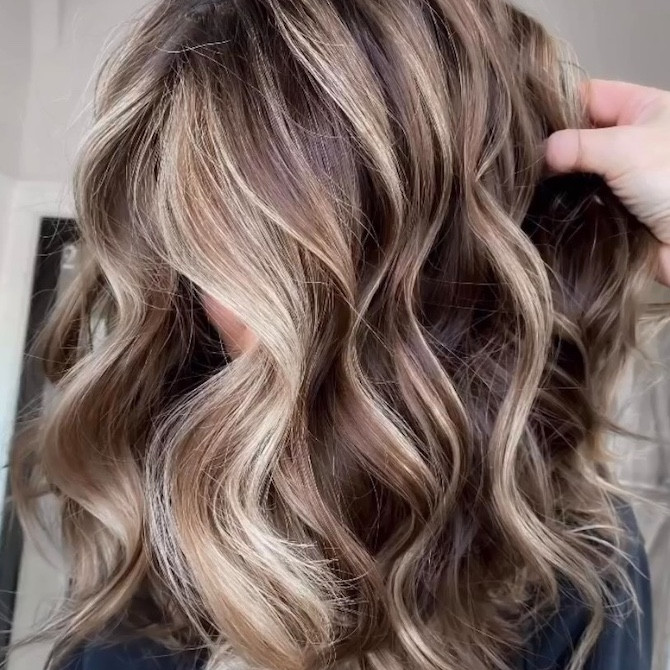 Warm Brown With Ash Blonde Caramel — Highlights Over 50