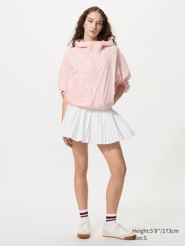 Casual Layering: Pink Jacket Over White Tennis Skirt — Tennis Skirts