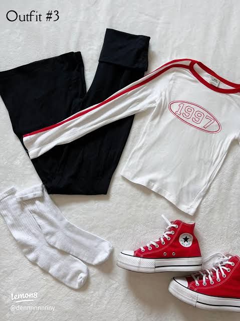 Red Contrast Red Contrast — High Top Converse Outfits