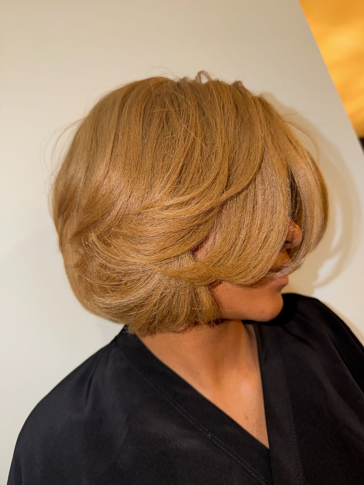 Layered Honey Blonde Bob Layered Honey Blonde Bob — Silk Press Bob