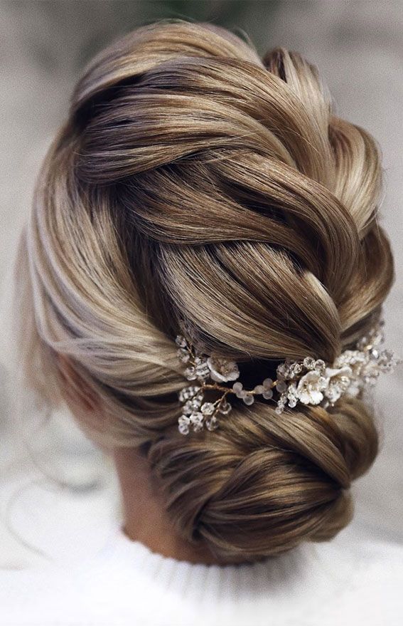 Blonde Braided Bun with Accessory — Braided Low Bun
