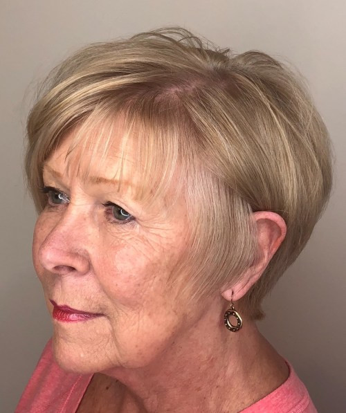 Ear Textured Ash Blonde Pixie Ear Textured Ash Blonde Pixie — Hair Color for Women Over 70