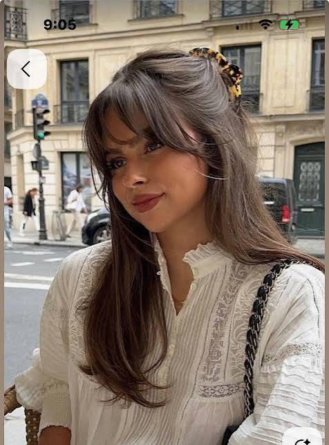 Lace Detail Top and French Bangs for a Casual Chic Look Lace Detail Top and French Bangs for a Casual Chic Look