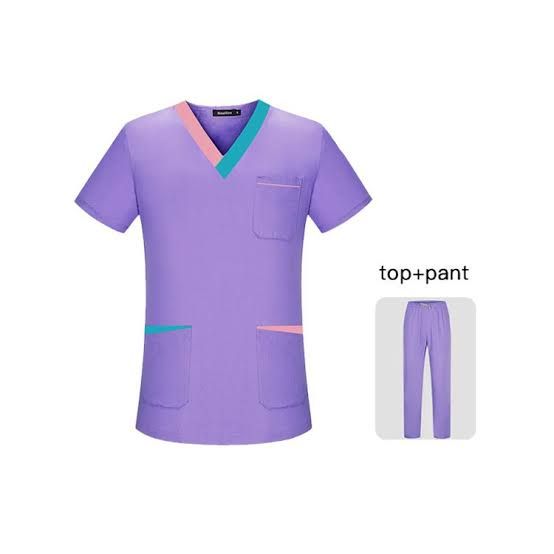Purple Scrubs with Pink and Teal Accents Purple Scrubs with Pink and Teal Accents — Scrubs Outfits