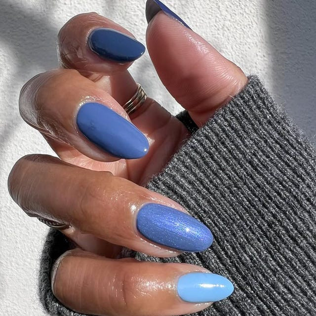 Faded Blue Coffin Denim Texture Nails Faded Blue Coffin Denim Texture Nails — Denim Nails
