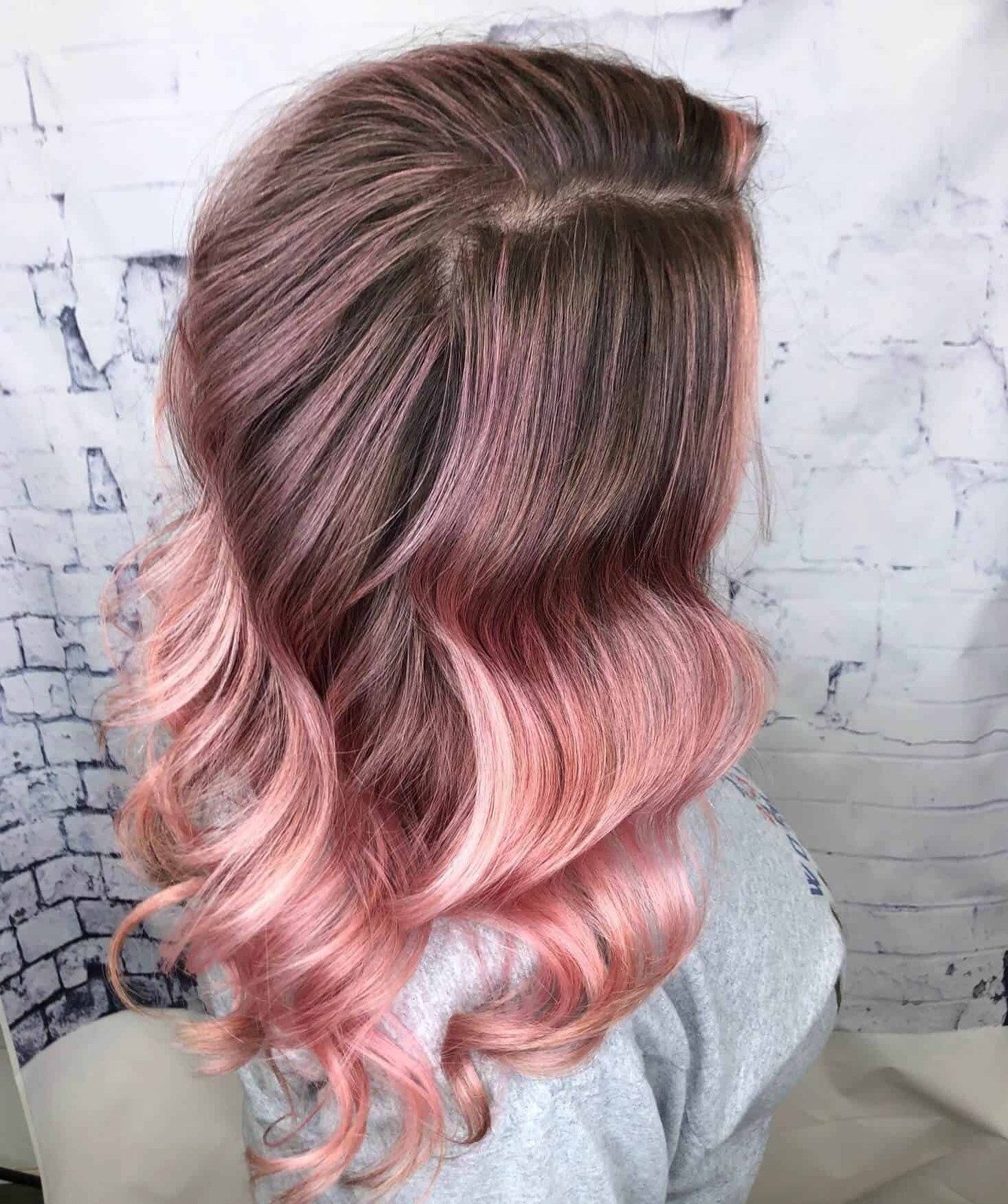 Rose Gold Waves With Root Shadow Rose Gold Waves With Root Shadow — Rose Gold Hair