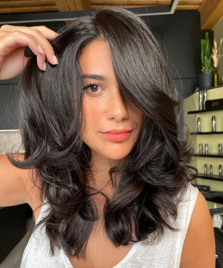 Shoulder Length Layered Dark Brown Auburn Shoulder Length Layered Dark Brown Auburn — Medium Length Layered Hair