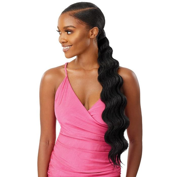 Finger Wave Black Ponytail — Wrap Around Ponytail