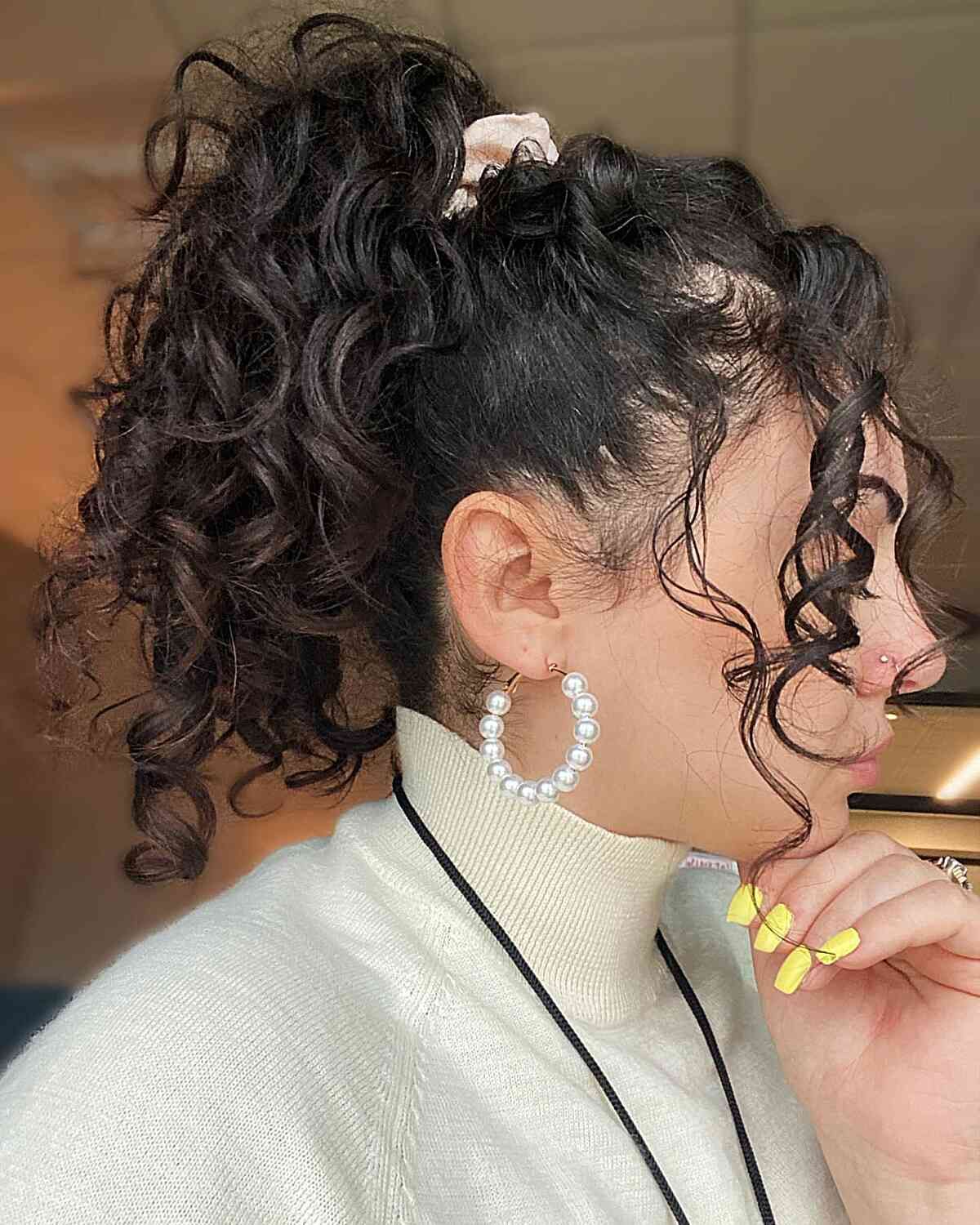 Dark Brown Visual Idea Dark Brown Visual Idea — Curly High Ponytail