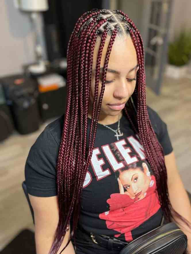Thick Straight Burgundy Box Braids — Burgundy Braids