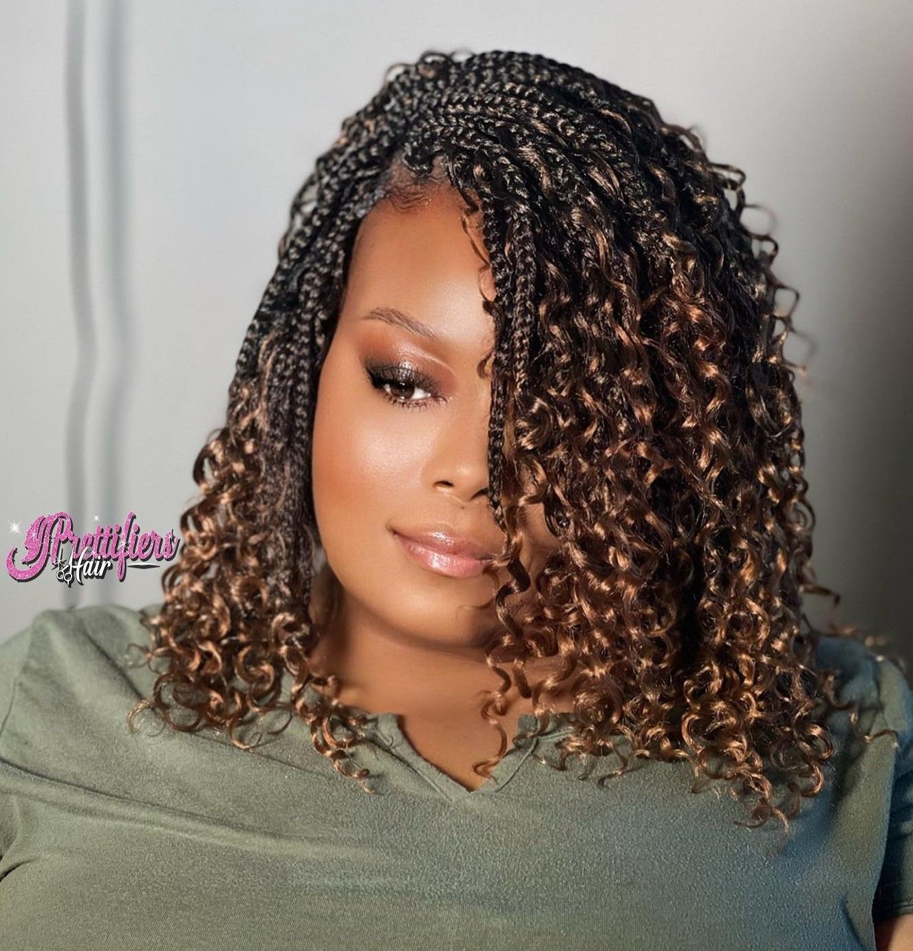 Collarbone Braids With Highlighted Curls Collarbone Braids With Highlighted Curls — Braids with Curly Ends