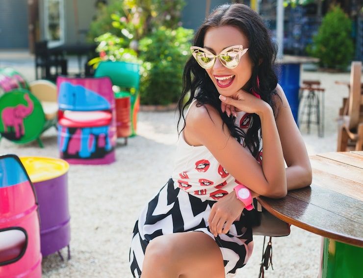 Chevron Skirt Dress with Bold Lip Print — Jamaica Outfits