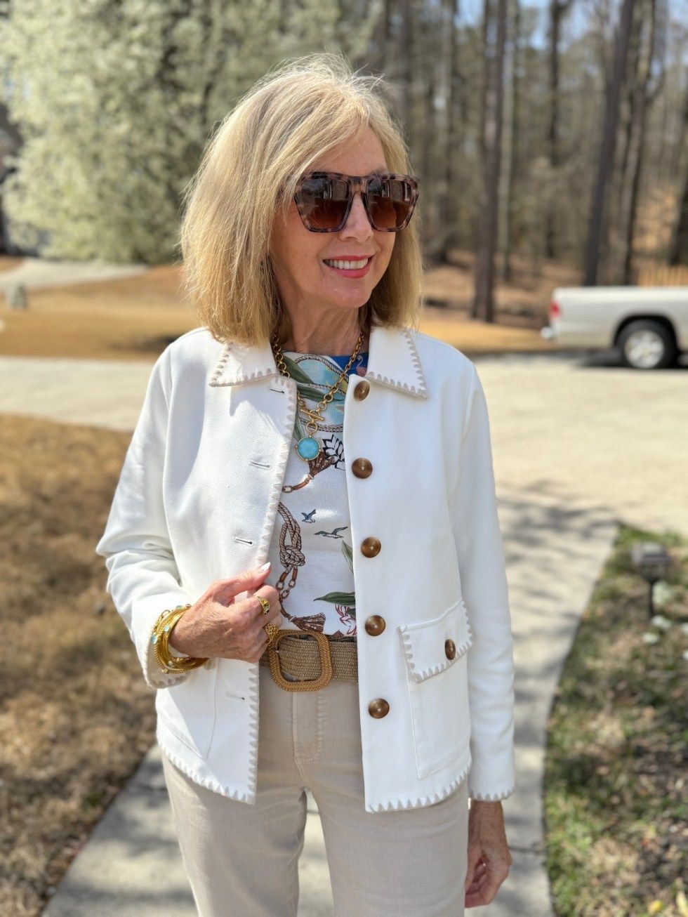 Textured Jacket with Slim Trousers — Outfits for Short Women