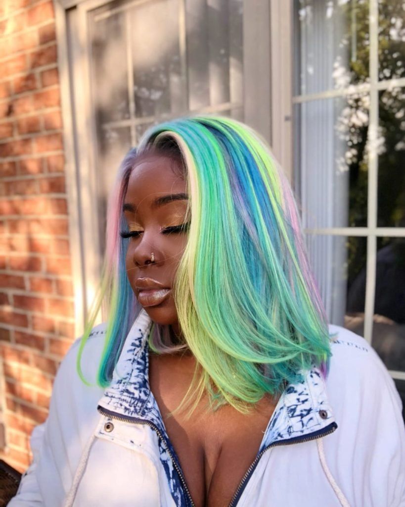 Blunt Bob With Pastel Highlights Blunt Bob With Pastel Highlights — Pastel Rainbow Hair