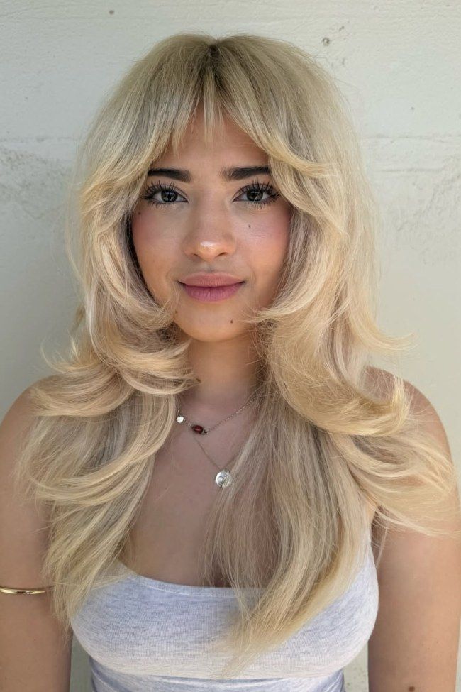 Collarbone Vanilla Blonde With Feathered Layers — Long Wolf Cut