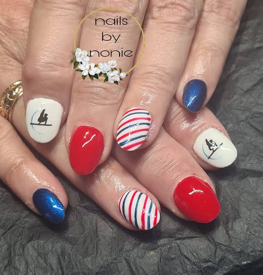 Sporty French Tip Almond Nails Sporty French Tip Almond Nails — Gymnastics Nails