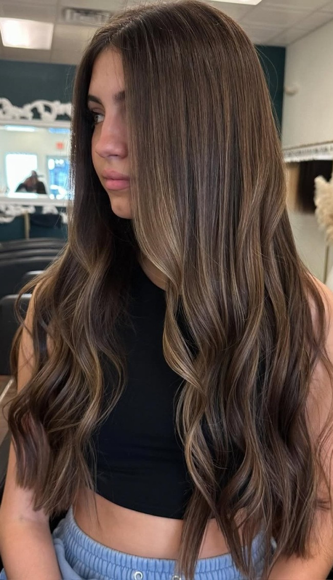 No Bangs Visual Idea — Brunette Hair Colors