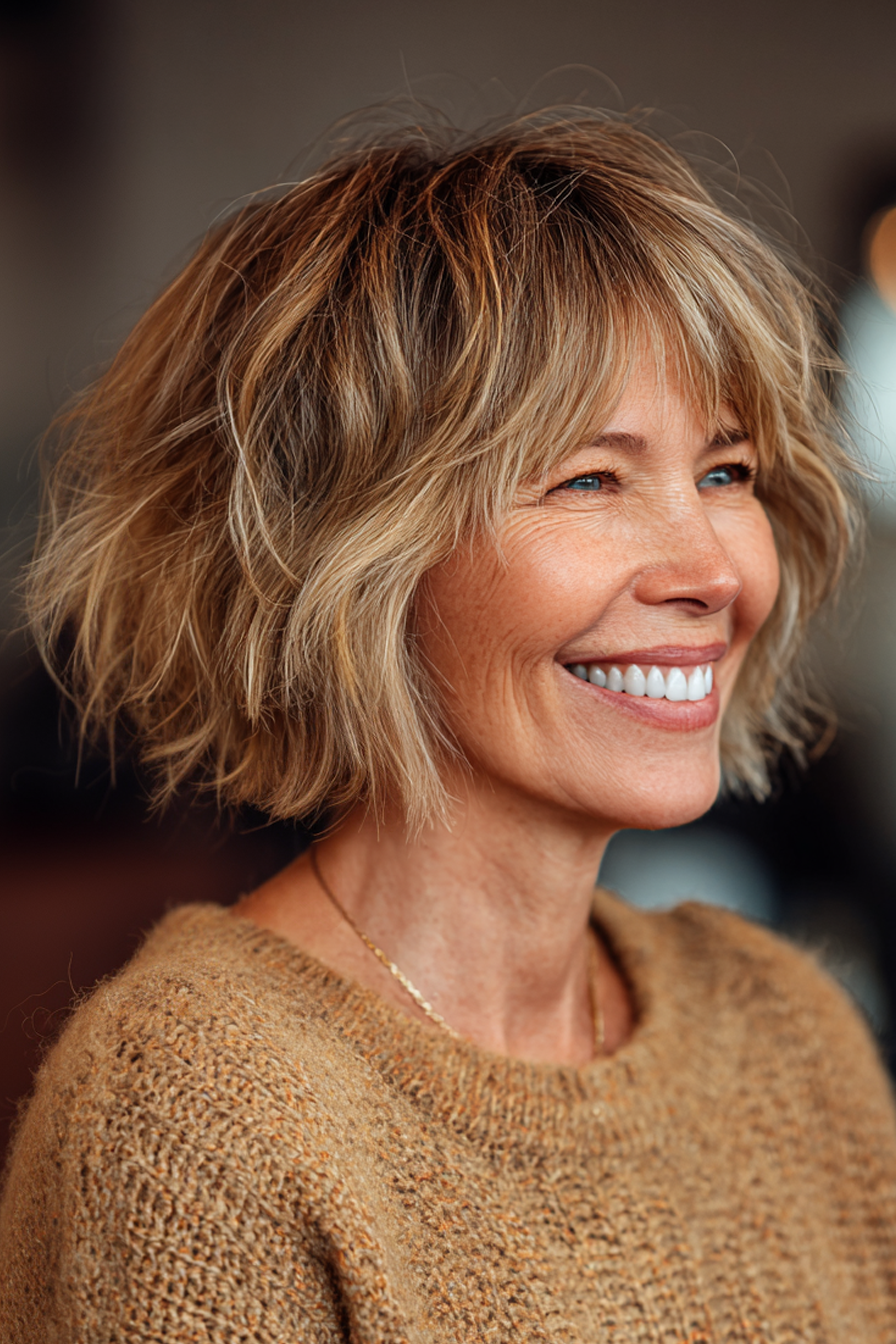 Ash Blonde Wavy Shag Cut Ash Blonde Wavy Shag Cut — Hairstyles for Women Over 50