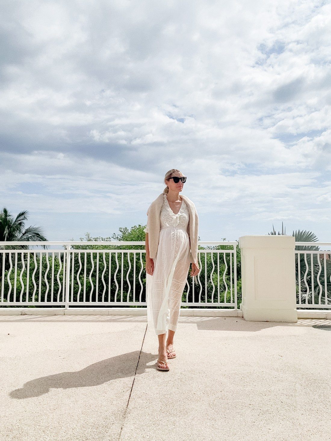 Lace Maxi Dress with a Cardigan for Breezy Afternoons — Bahamas Outfits