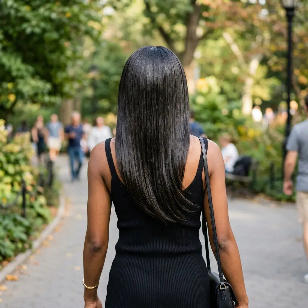 Sleek Mid-Back Dark Brown Blowout — Clip In Extensions Hairstyles