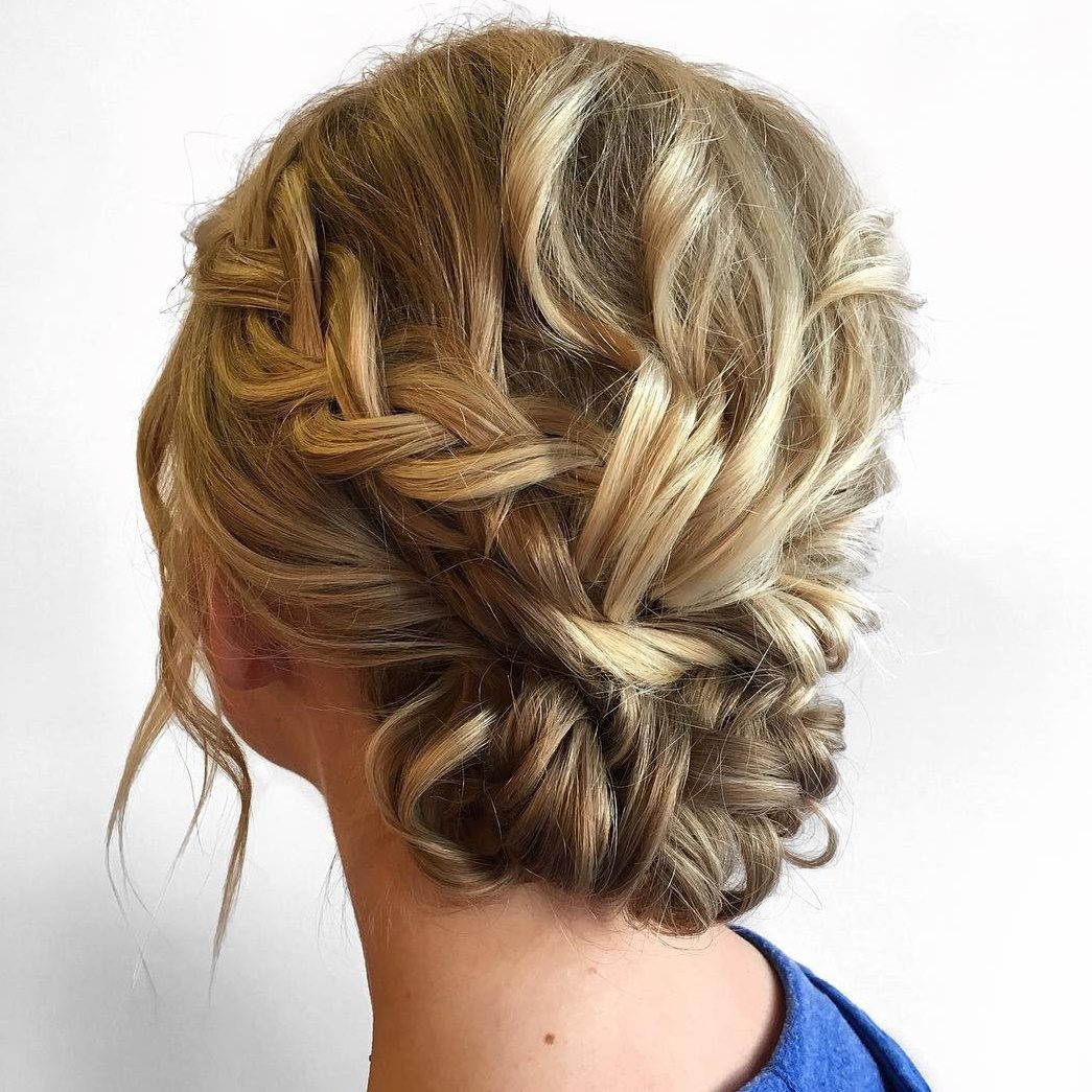 Blonde Braided Updo with Curls Blonde Braided Updo with Curls — Braids for Medium Hair