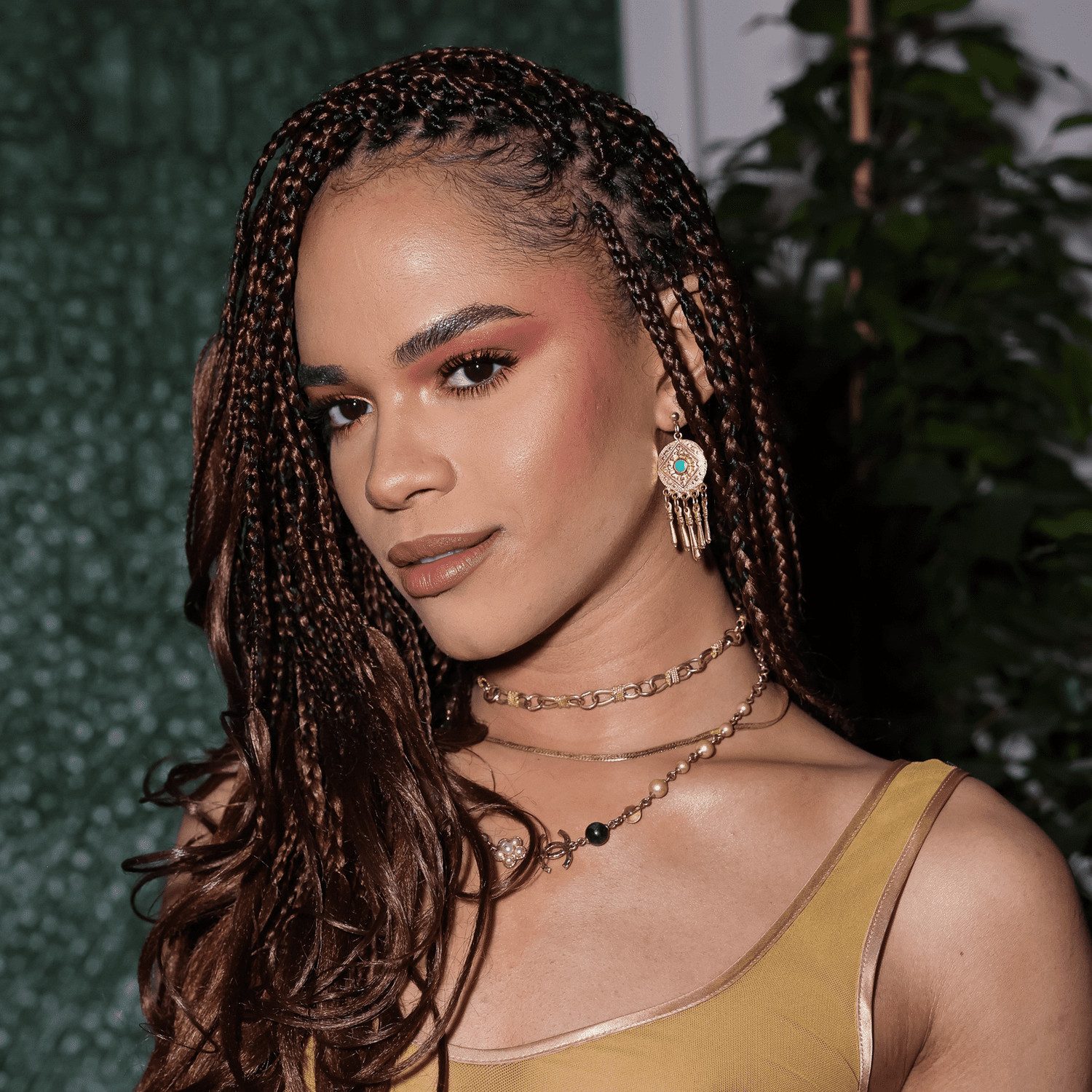 Mid-Back Dark Brown Box Braids with Curly Ends — Brown Knotless Braids