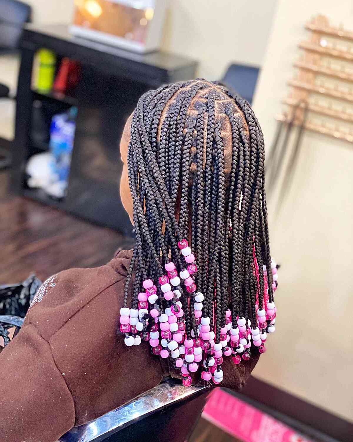 Vibrant Beads on Thick Black Braids Vibrant Beads on Thick Black Braids — Braids with Beads