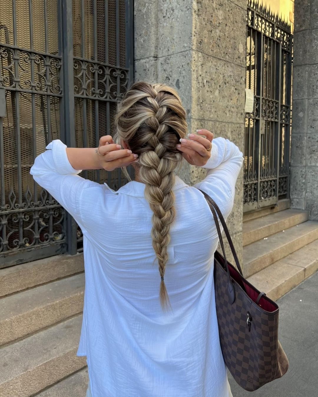 Dark Blonde Balayage French Braid