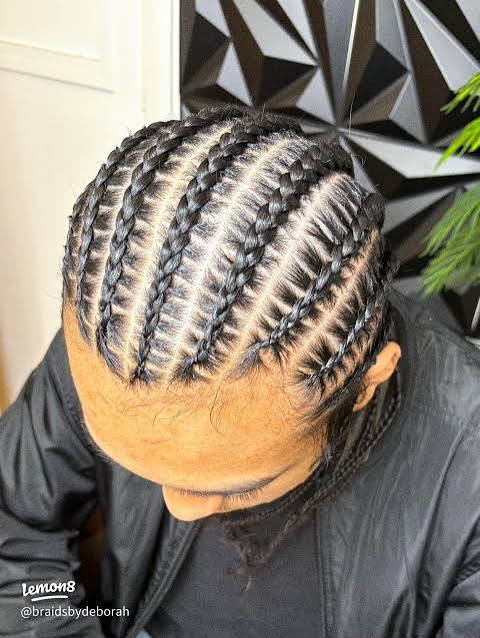 Precise Parallel Lines With Middle Part And Fade — Cornrows for Men