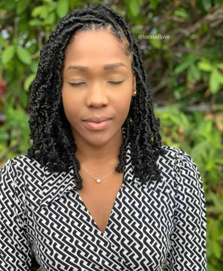 No Bangs Natural Wavy Black Faux Locs Bob No Bangs Natural Wavy Black Faux Locs Bob