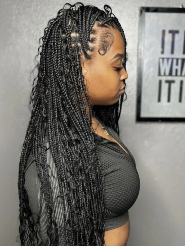 Long Box Braids With Mixed Texture Long Box Braids With Mixed Texture — Track Hairstyles