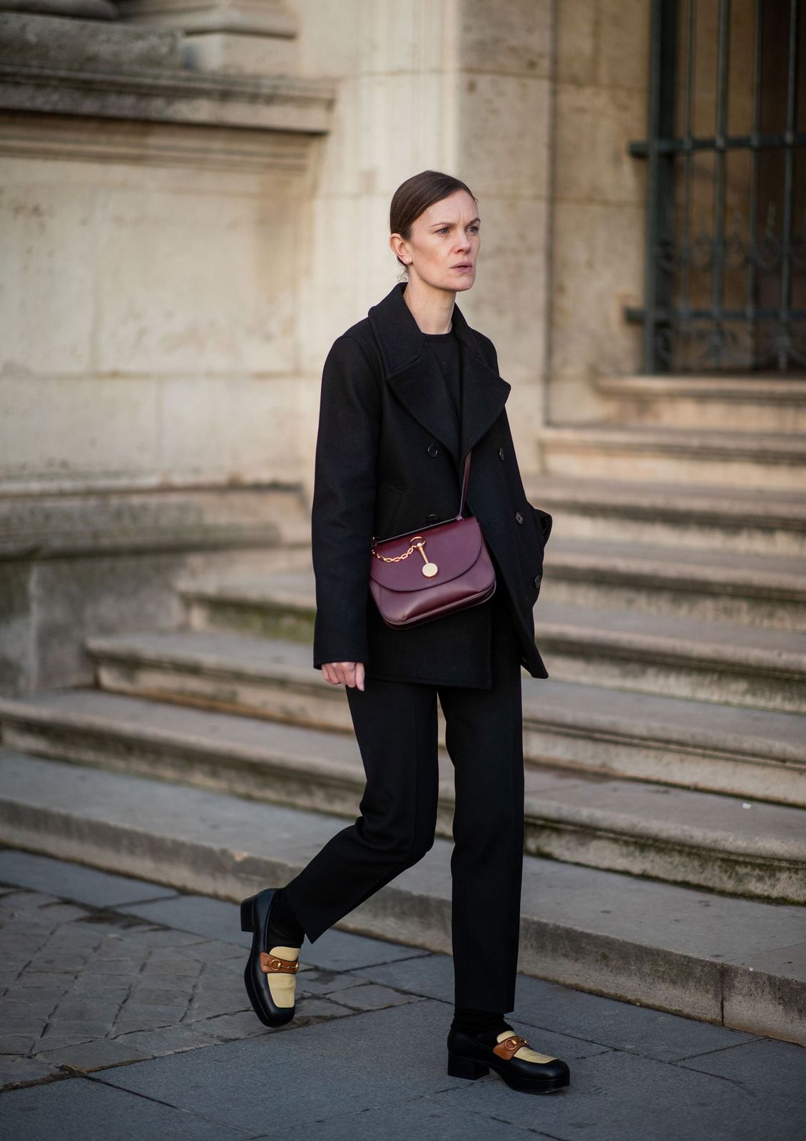 Smart Casual Sophistication: Two-Tone Loafers and Peacoat Smart Casual Sophistication: Two-Tone Loafers and Peacoat — Platform Loafers Outfits