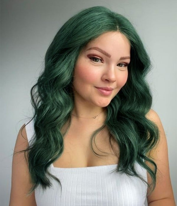 Emerald Green Long Layers — Green Hair