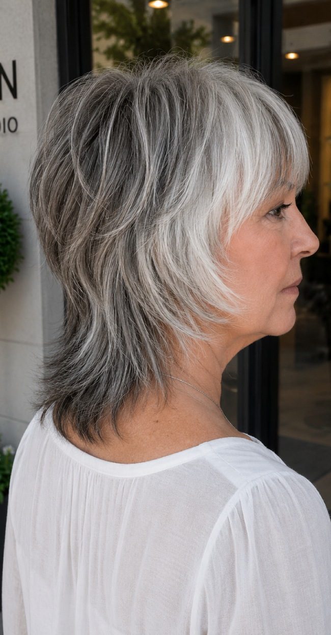 Silver Shag With Feathered Ends — Hairstyles for Women Over 60