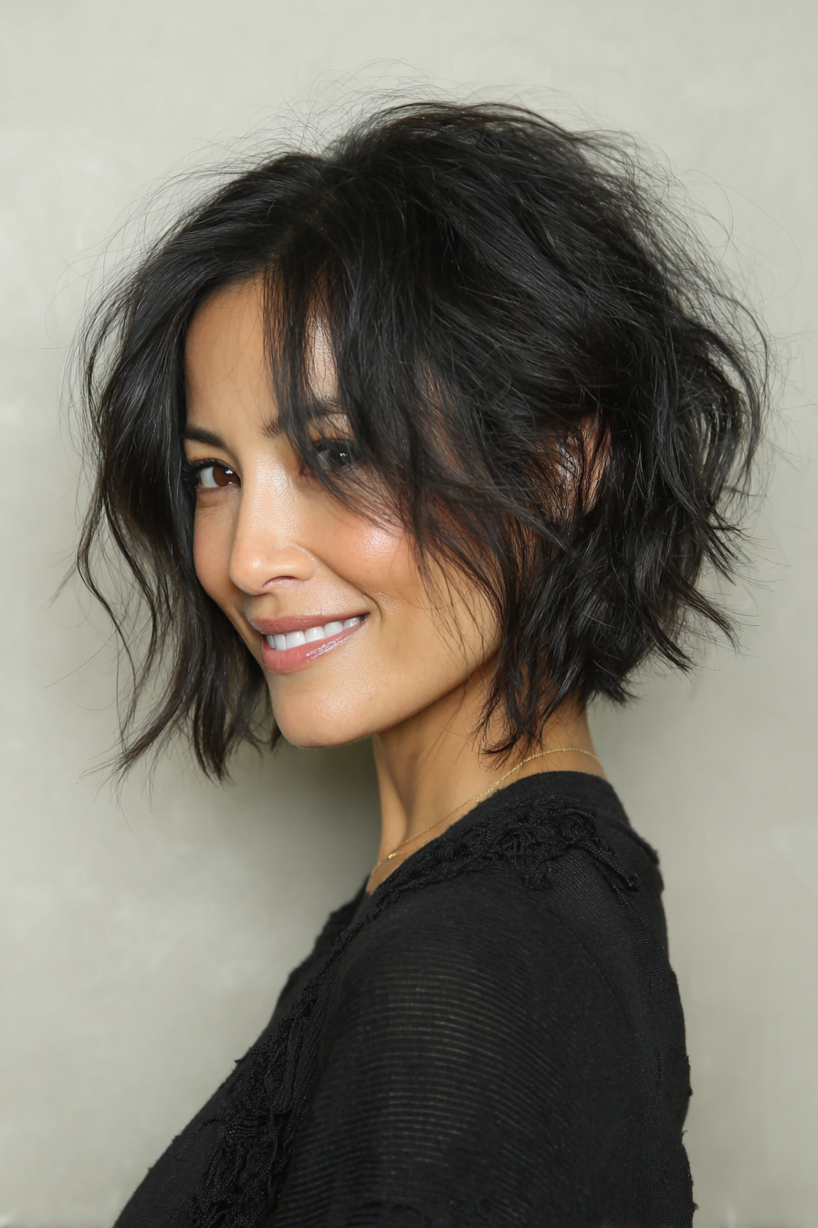 The Choppy Dark Brown Bob The Choppy Dark Brown Bob — Messy Hairstyles
