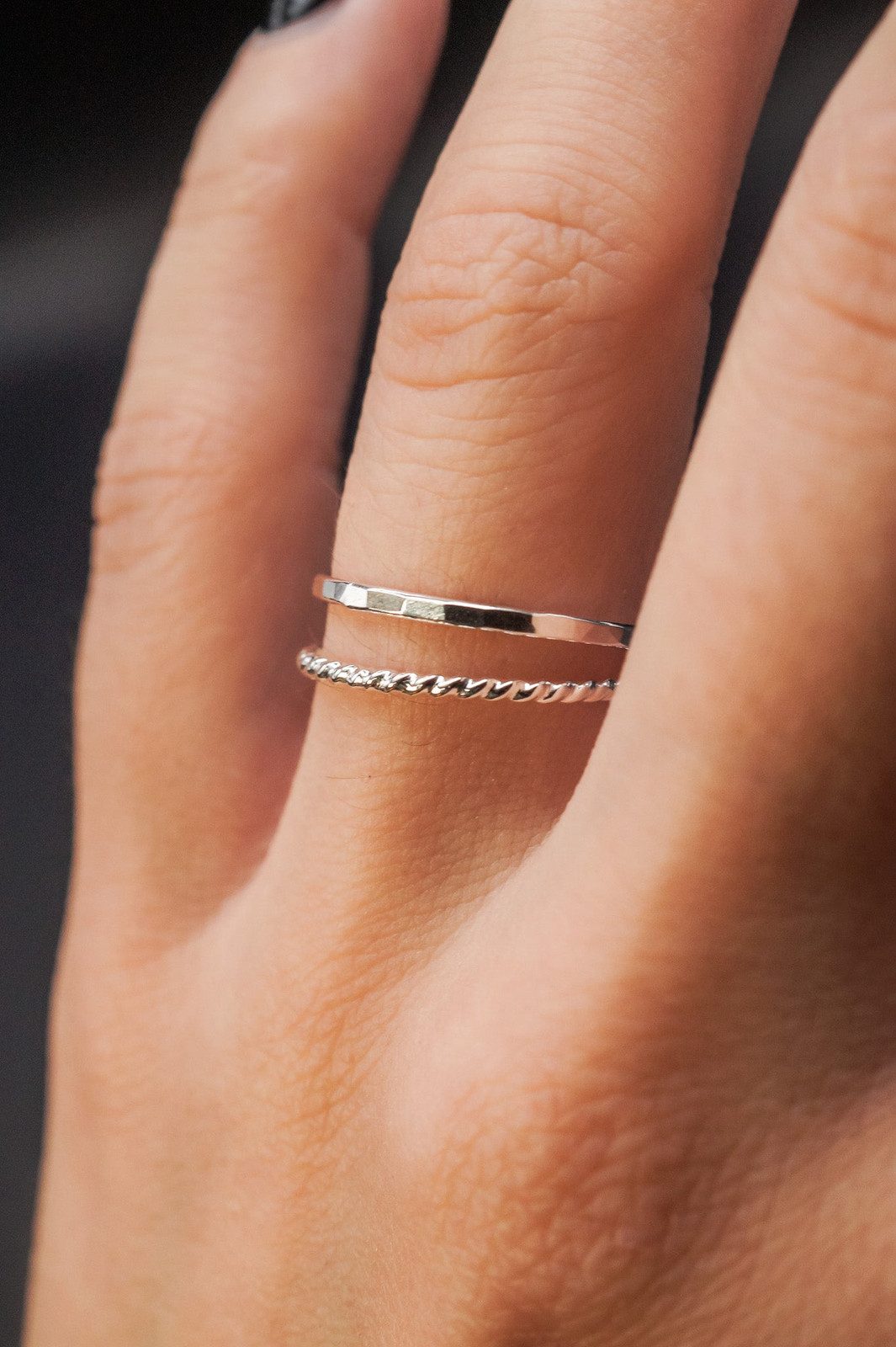 Twisted Texture Sterling Silver Stacking Rings — Silver Ring Stack