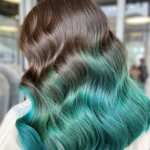 Brown Base With Turquoise Ombre — Turquoise Hair